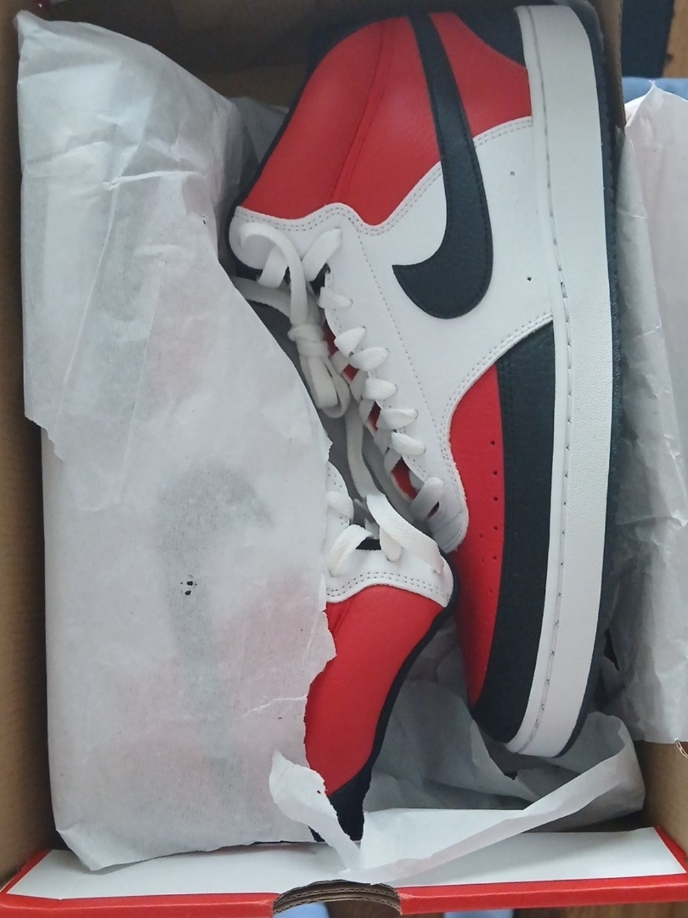 Nike Men’s Court Vision Mid NBA Sneakers - Red/White/Black